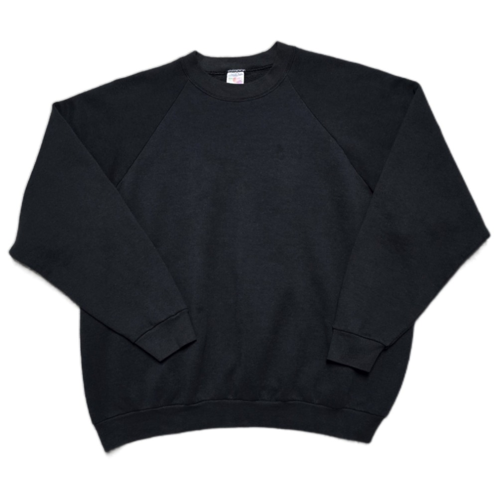 Vintage 90s Blank Sweatshirt Black Fruit Of The Loom Mens 3XL Reglan Crewneck‎